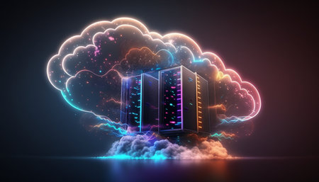 Cloud computing technology concept. Futuristic illustration. Generative AIの素材