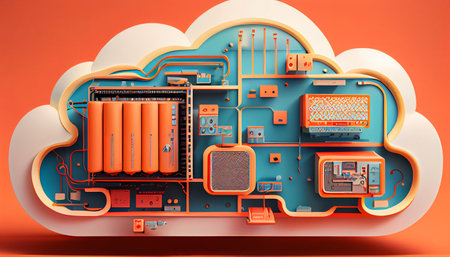 Cloud computing technology concept. Futuristic illustration. Generative AIの素材