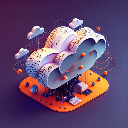 Cloud computing technology concept. Futuristic illustration. Generative AIの素材