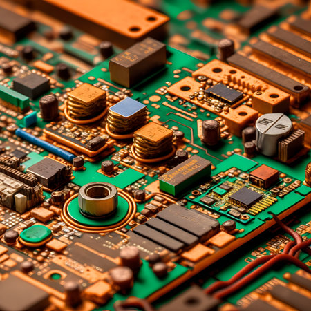 Close-up of electronic circuit board. Technology background. Selective focus.の素材