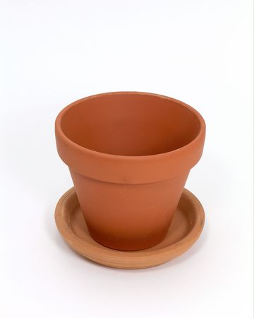 Empty clay pot over whiteの写真素材