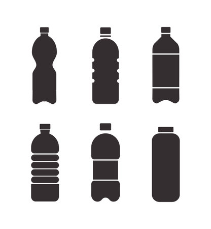 Set of black vector bottle icons isolated on white backgroundのイラスト素材