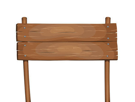 Blank cartoon wooden sign vector illustrationのイラスト素材