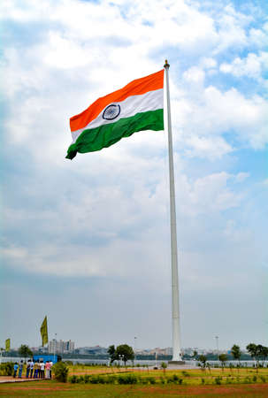 Indian flag waving in a air on independence day of india at Sanjeevaiah Park