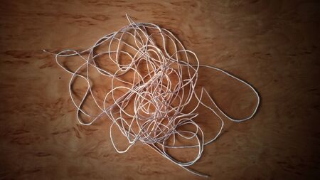 Exam thread to tie it up in the paperの写真素材