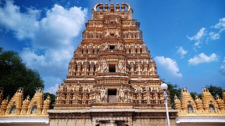 Sri Prasanna Krishna Swamy Temple with the beautiful backgroundの写真素材