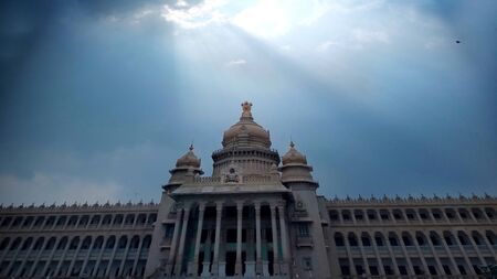 The Vidhana Soudha, in Bangalore, is The legislative House of the State of Karnataka, India.の写真素材