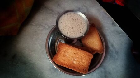 Crunchy Rusk or Toast for healthy life with teaの写真素材