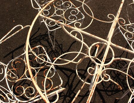 Vintage Iron Framed Garden Setの写真素材