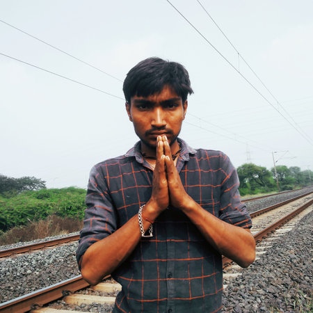 Indian village manの写真素材