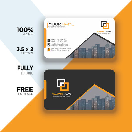 Modern Creative and Clean Double-sided Business Card Template. Flat Style Vector Illustration. Stationery Designのイラスト素材