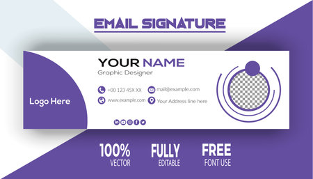 Colorful Email Signatures Template Vector Design, Email Footer, and Personal Social Media Cover, Web banner template for website, social media, email, newsletter, and ads.のイラスト素材