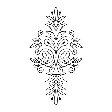 Floral design element. Black and white vector illustration for coloring book.のイラスト素材