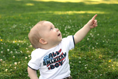 All American Boy Pointing to the Sky