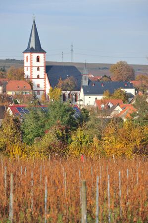 Westhofen, Germany - November 1, 2010 - Town of Westhofen near Mainz in Rhine-Hesse Rheinhessen Germany with vineyardsのeditorial素材