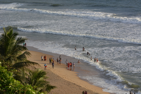 Varkala, India - November 2, 2015 - Pilgrims on Varkala beach, a holy place for hindusのeditorial素材