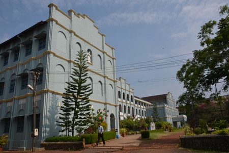 Mangalore, India - October 28, 2015 - Students walking around in St. Aloysius Collegeのeditorial素材