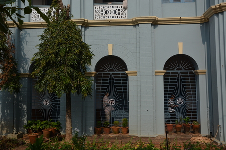 Mangalore, India - October 28, 2015 - Students walking around in St. Aloysius Collegeのeditorial素材