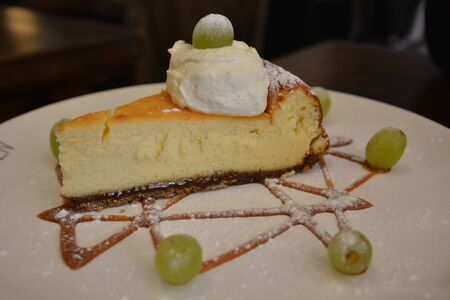 Cheesecake in cafe in Amsterdam, Europe