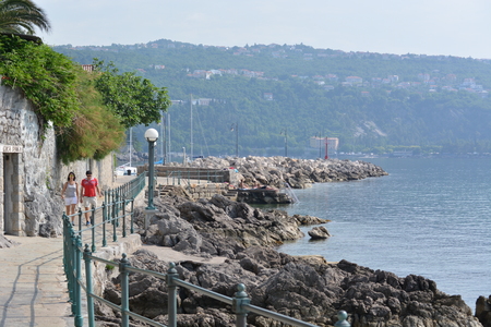 Opatija, Croatia - June 16, 2017 - Lungomare promenade near Opatijaのeditorial素材