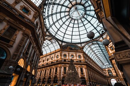 Galleria Vittorio Emanuele II, watching upのeditorial素材