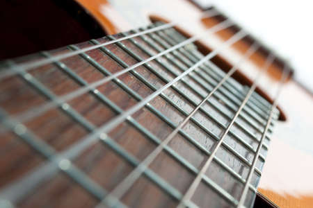 Guitar fretboard and stringsの写真素材