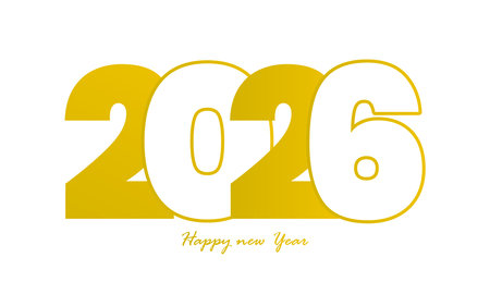 Happy New Year 2016 Text Design. Greeting Card. Vector Illustration.