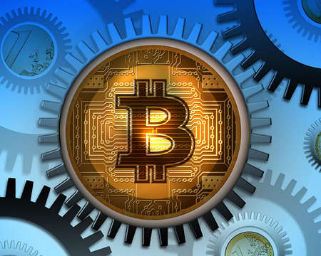 Bitcoin is future of money. Illustration 3d ready to use for art and craft, design, editorial or commercial purposesの写真素材