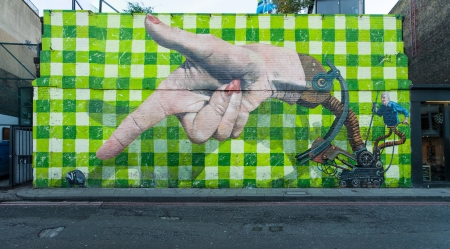 Big graffiti mural street art in Shoreditch, London のeditorial素材