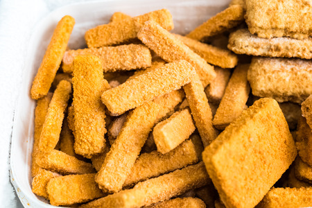 Frozen fish and fish products in the freezerの写真素材