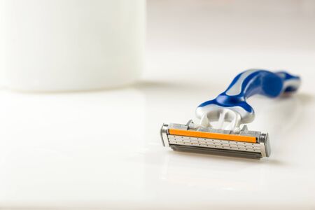 razor and lotion - every guy in the bathroomの写真素材