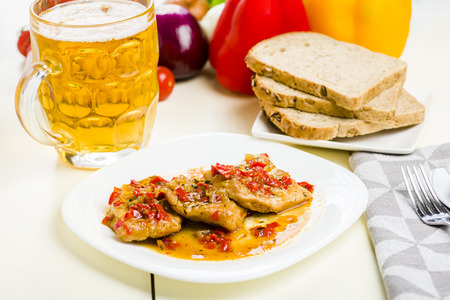 chicken breast fillet in paprika sauceの写真素材