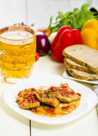 chicken breast fillet in paprika sauceの写真素材