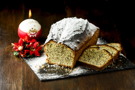 Christmas cake with poppy seed - pieの写真素材