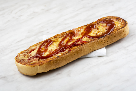 casserole - cheese sandwich and ketchupの写真素材