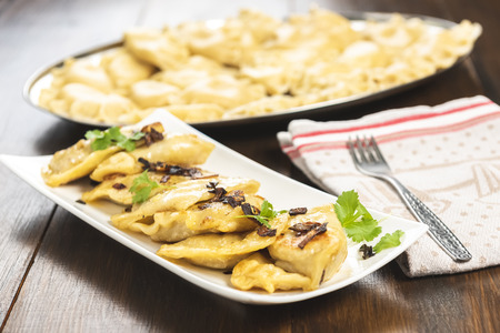 Christmas preparations - dumplings - a traditional dish of Polish cuisineの写真素材