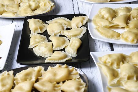 Christmas preparations - dumplings - a traditional dish of Polish cuisineの写真素材