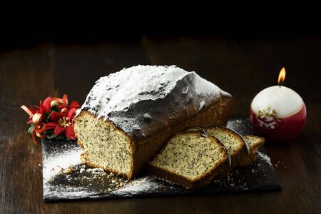 Christmas cake with poppy seed - pieの写真素材