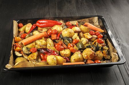 roasted vegetables - a healthy and tasty traditional dish in many cuisines of the worldの写真素材