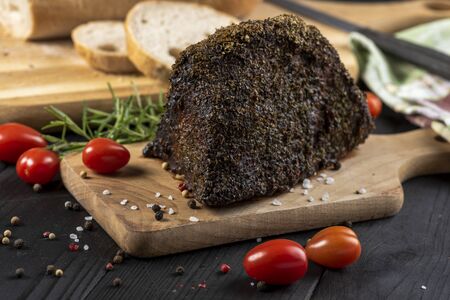 beef roasted with fresh herbs - well doneの写真素材