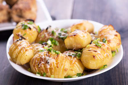 hasselback potatoes - a simple and tasty dishの写真素材
