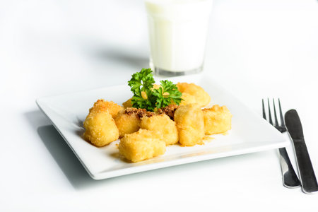 lazy dumplings with breadcrumbs and butter - a traditional dish of Polish cuisineの写真素材