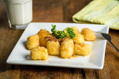 lazy dumplings with breadcrumbs and butter - a traditional dish of Polish cuisineの写真素材