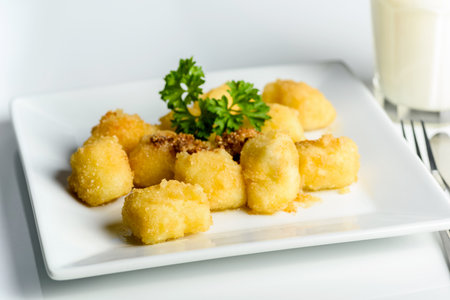 lazy dumplings with breadcrumbs and butter - a traditional dish of Polish cuisineの写真素材
