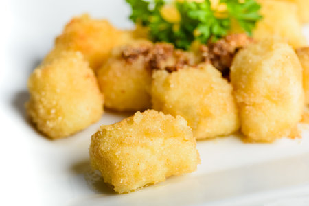 lazy dumplings with breadcrumbs and butter - a traditional dish of Polish cuisineの写真素材