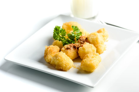 lazy dumplings with breadcrumbs and butter - a traditional dish of Polish cuisineの写真素材