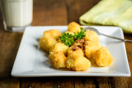 lazy dumplings with breadcrumbs and butter - a traditional dish of Polish cuisineの写真素材