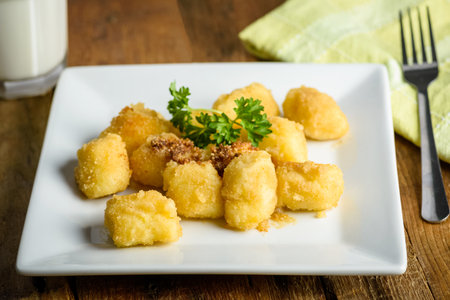 lazy dumplings with breadcrumbs and butter - a traditional dish of Polish cuisineの写真素材