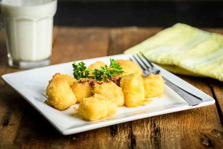 lazy dumplings with breadcrumbs and butter - a traditional dish of Polish cuisineの写真素材