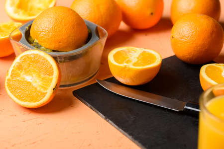 freshly squeezed orange juice tastes best in the morningの写真素材